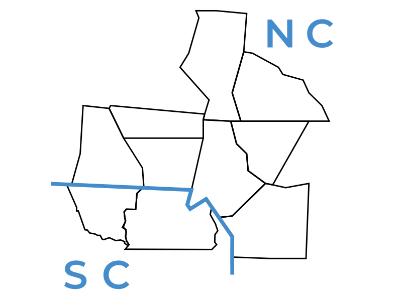 north and south carolina border map